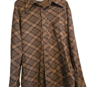 Men's Brown Plaid Casual Button Down Shirt